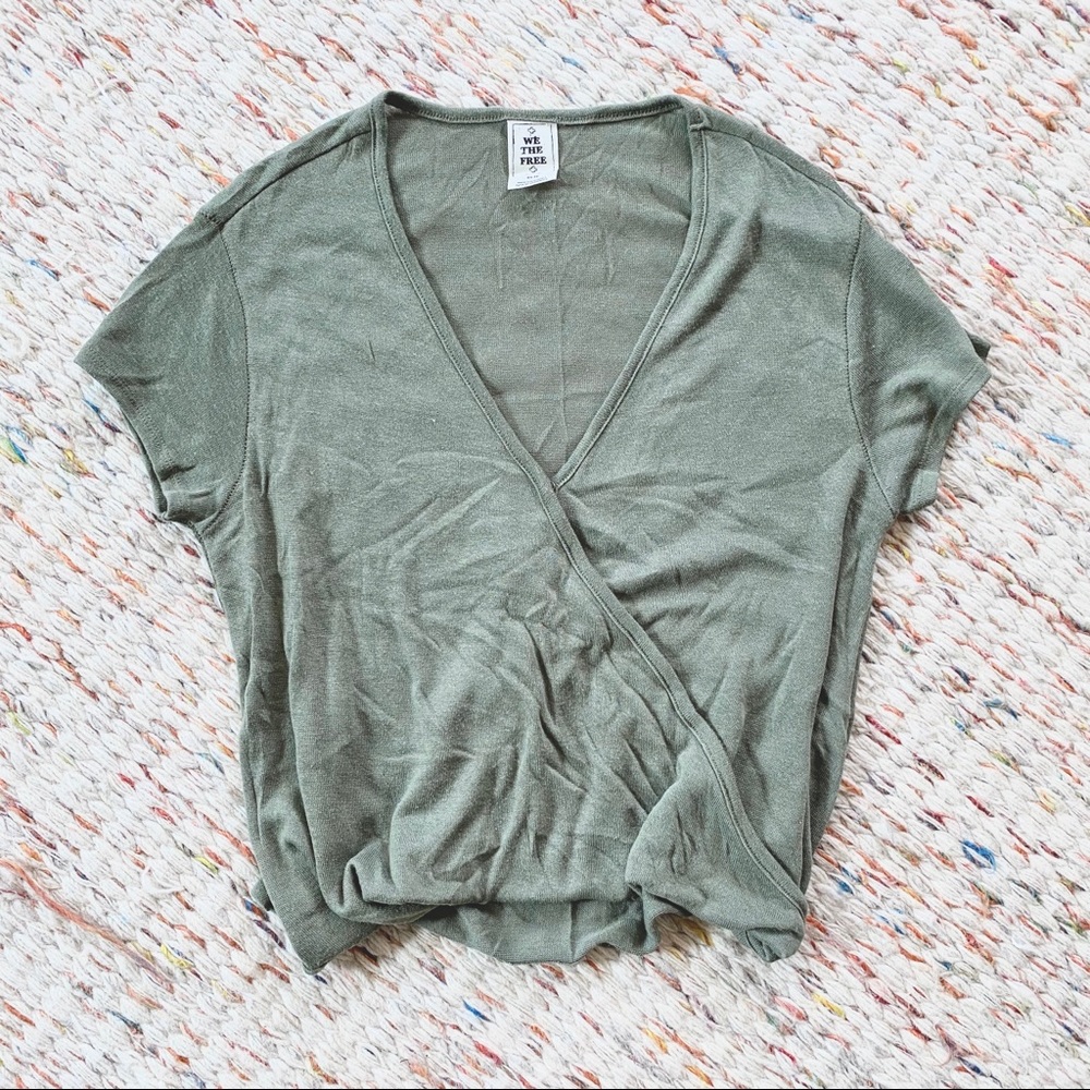 Free People Knit Cross Front Tee - XS